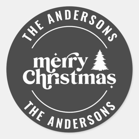 Retro Black Christmas Moderne Minimal einzigartig Runder Aufkleber (Vorderseite)