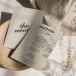 Retro Black Cream Bright Moderne trendige Hochzeit Menükarte<br><div class="desc">Ein buntes Retro funky modernes helles Abendmenü. Das Design ist schick,  Vintag cremefarbener Hintergrund und schwarze Typografie. Das Menü in Rot ist handschriftlich. Perfekt und passend zu der ganzen Suite.</div>