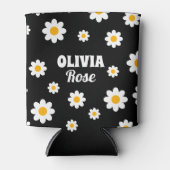 Retro Black Daisy 70's Hippie Individuelle Name Dr Dosenkühler (Vorderseite)