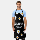 Retro Black Daisy 70's Hippie Individuelle Name Kü Schürze (Getragen)