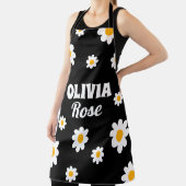 Retro Black Daisy 70's Hippie Individuelle Name Kü Schürze (InSitu)