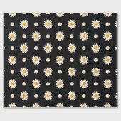 Retro Black Daisy Floral Pattern Geschenkpapier (Flach)
