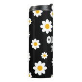 Retro Black Daisy Hippie Individuelle Name der 70e Thermosbecher (Nach links gedreht)
