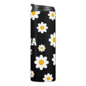 Retro Black Daisy Hippie Individuelle Name der 70e Thermosbecher (Nach rechts gedreht)