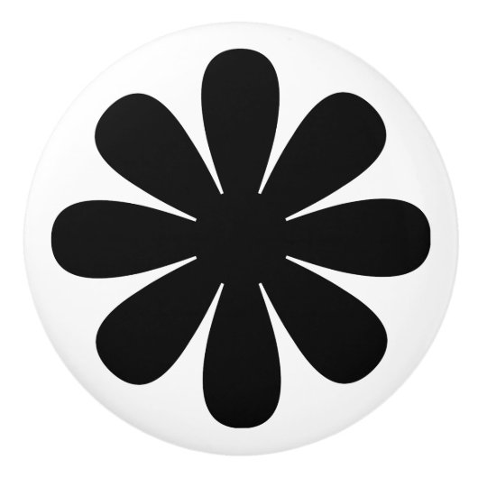 Retro Black Daisy Keramikknauf (Vorderseite)
