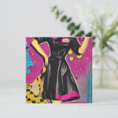 Retro Black Dress Wave Card (Stehend Vorderseite)