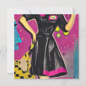 Retro Black Dress Wave Card (Rückseite)