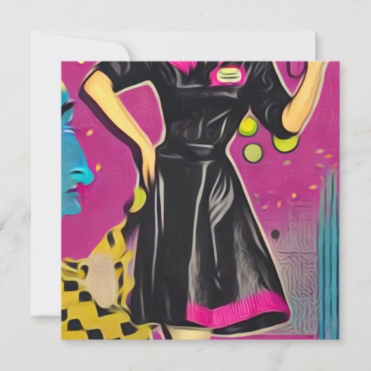 Retro Black Dress Wave Card (Vorderseite)