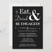 Retro Black Eat Drink Verlobte Engagement Party Einladung (Vorderseite)