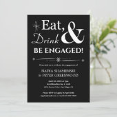 Retro Black Eat Drink Verlobte Engagement Party Einladung (Stehend Vorderseite)