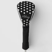 Retro Black Elegant Monogram Dottern Muster Golf Headcover (Vorderseite)
