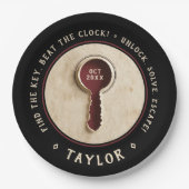 Retro Black Escape Room Detection Mystery Key Pappteller (Vorderseite)