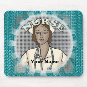 Retro Black Female Nurse Mousepad