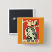 Retro Black Friday Pop Art Pin-Up Girl Button (Vorne & Hinten)