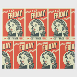 Retro-Black-Friday-Pop-Art-Pin-Up-Girl Geschenkpapier