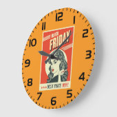 Retro Black Friday Pop Art Pin-Up Girl Große Wanduhr (Winkel)