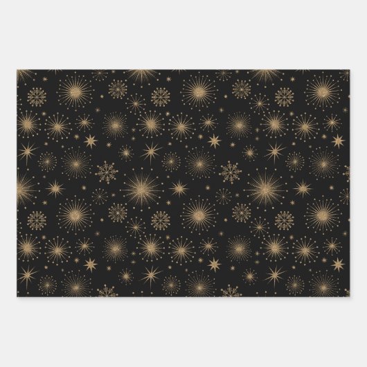 Retro Black & Gold Holiday Geschenkpapier Set (Vorderseite 2)