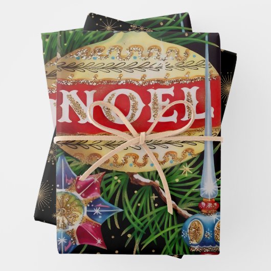 Retro Black & Gold Holiday Geschenkpapier Set (Beispiel)