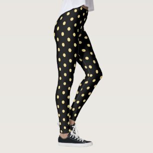 Retro Black Gold Polka Dots Muster Chic Mode Leggings