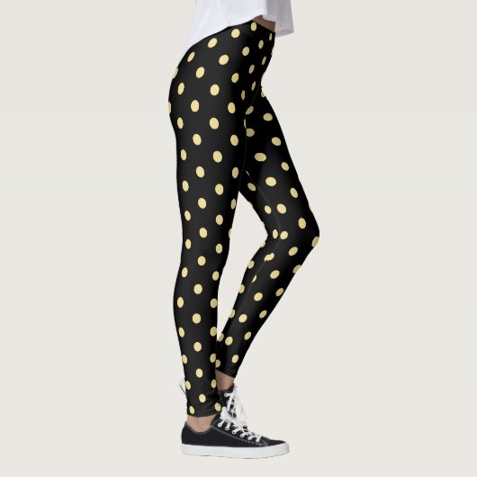 Retro Black Gold Polka Dots Muster Chic Mode Leggings (Rechts)
