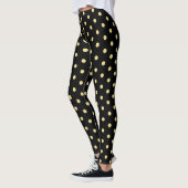 Retro Black Gold Polka Dots Muster Chic Mode Leggings (Links)