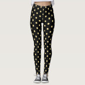 Retro Black Gold Polka Dots Muster Chic Mode Leggings (Vorderseite)