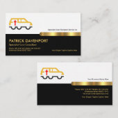 Retro Black Gold Strip Memorial Transport Service Visitenkarte (Vorne/Hinten)