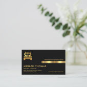 Retro Black Gold Stripe Line Transport Visitenkarte (Stehend Vorderseite)