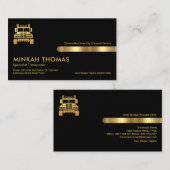 Retro Black Gold Stripe Line Transport Visitenkarte (Vorne/Hinten)