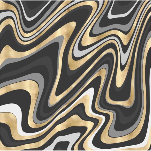Retro Black Gold Wavy Lines Modernes Design Aufkleber (Vorderseite)