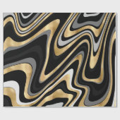 Retro Black Gold Wavy Lines Modernes Design Geschenkpapier (Flach)