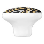 Retro Black Gold Wavy Lines Modernes Design Keramikknauf (Seitenansicht)