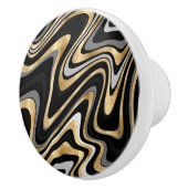 Retro Black Gold Wavy Lines Modernes Design Keramikknauf (Rechts)
