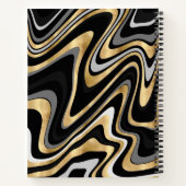 Retro Black Gold Wavy Lines Modernes Design Notizblock (Rückseite)