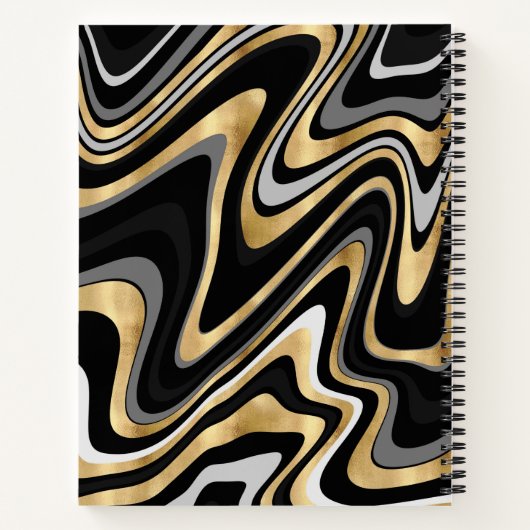 Retro Black Gold Wavy Lines Modernes Design Notizblock (Rückseite)