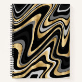 Retro Black Gold Wavy Lines Modernes Design Notizblock (Vorderseite)