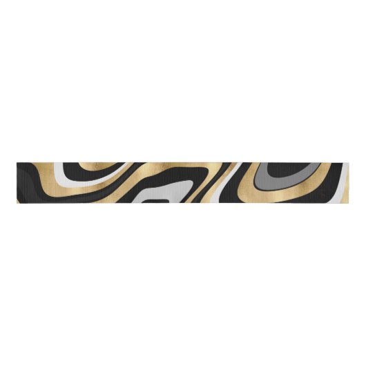 Retro Black Gold Wavy Lines Modernes Design Ripsband (Vorderseite)