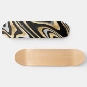 Retro Black Gold Wavy Lines Modernes Design Skateboard (Horizontal)