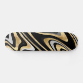 Retro Black Gold Wavy Lines Modernes Design Skateboard (Horizontal)