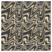 Retro Black Gold Wavy Lines Modernes Design Stoff (Muster)