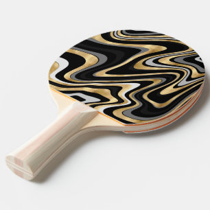 Retro Black Gold Wavy Lines Modernes Design Tischtennis Schläger