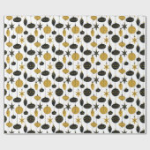Retro Black Gold Weihnachtsfeiertage Geschenkpapier (Flach)