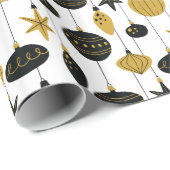 Retro Black Gold Weihnachtsfeiertage Geschenkpapier (Rolleneckpunkt)