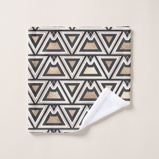 Retro Black Gold White Triangle Geometrie Waschlappen (Waschlappen)