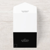 Retro Black Golden Sunbursts Monogram Wedding All-in-One-Einladung (Außenseite)