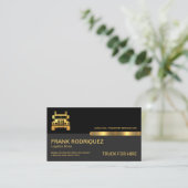 Retro Black Gray Layers Gold Tab Trucker Visitenkarte (Stehend Vorderseite)