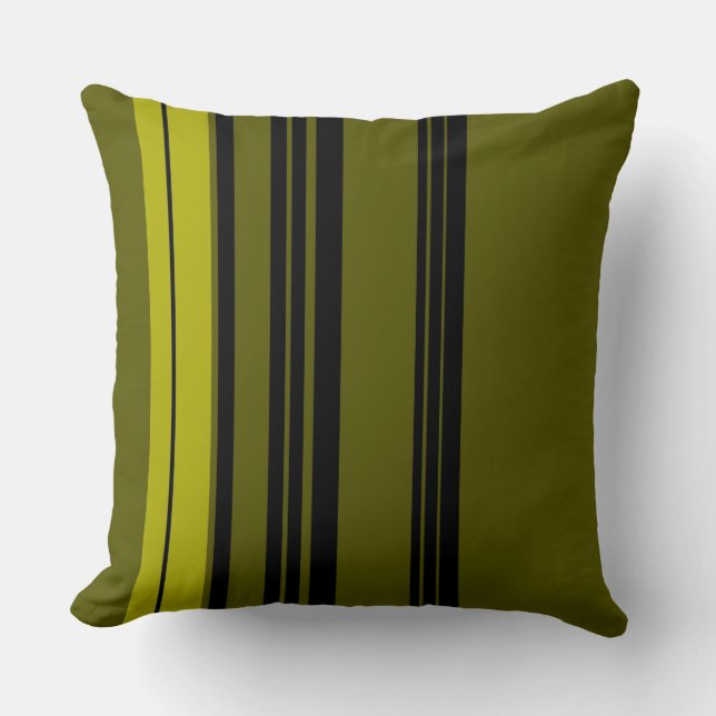Retro Black Green Stripes #2 Kissen (Vorderseite)