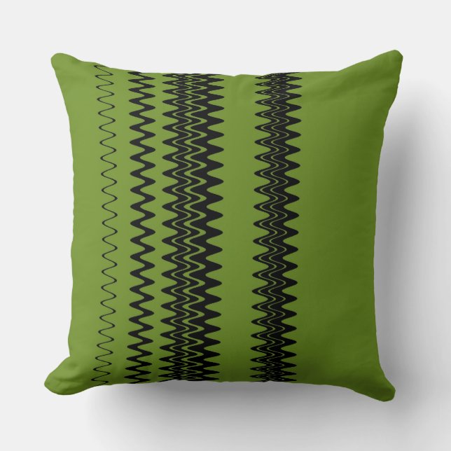 Retro Black Green Stripes Kissen (Vorderseite)