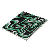 Retro Black Green Wavy Lines Modernes Design Fliese (Seite)