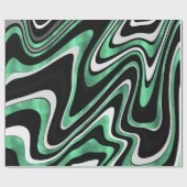 Retro Black Green Wavy Lines Modernes Design Geschenkpapier (Flach)